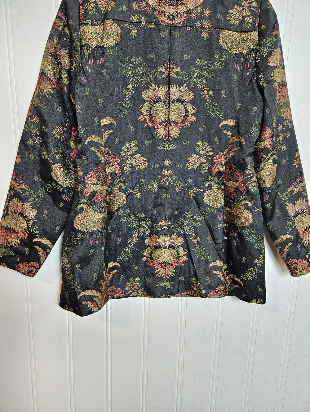 CAbi Blazer Size L Chenoise #704 Chinoiserie Floral Tapestry Jacquard Black Gold